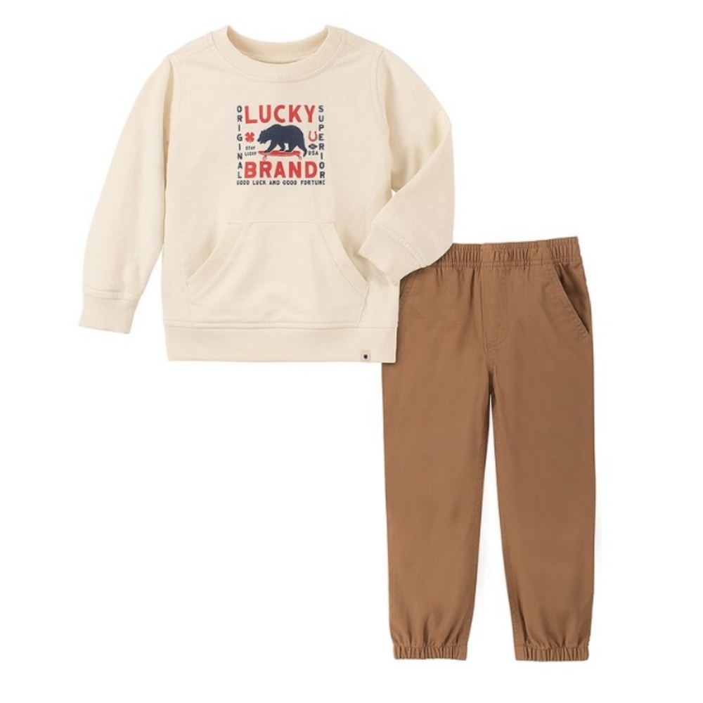 Beige French Terry Sweatshirt & tan pants boys 12m